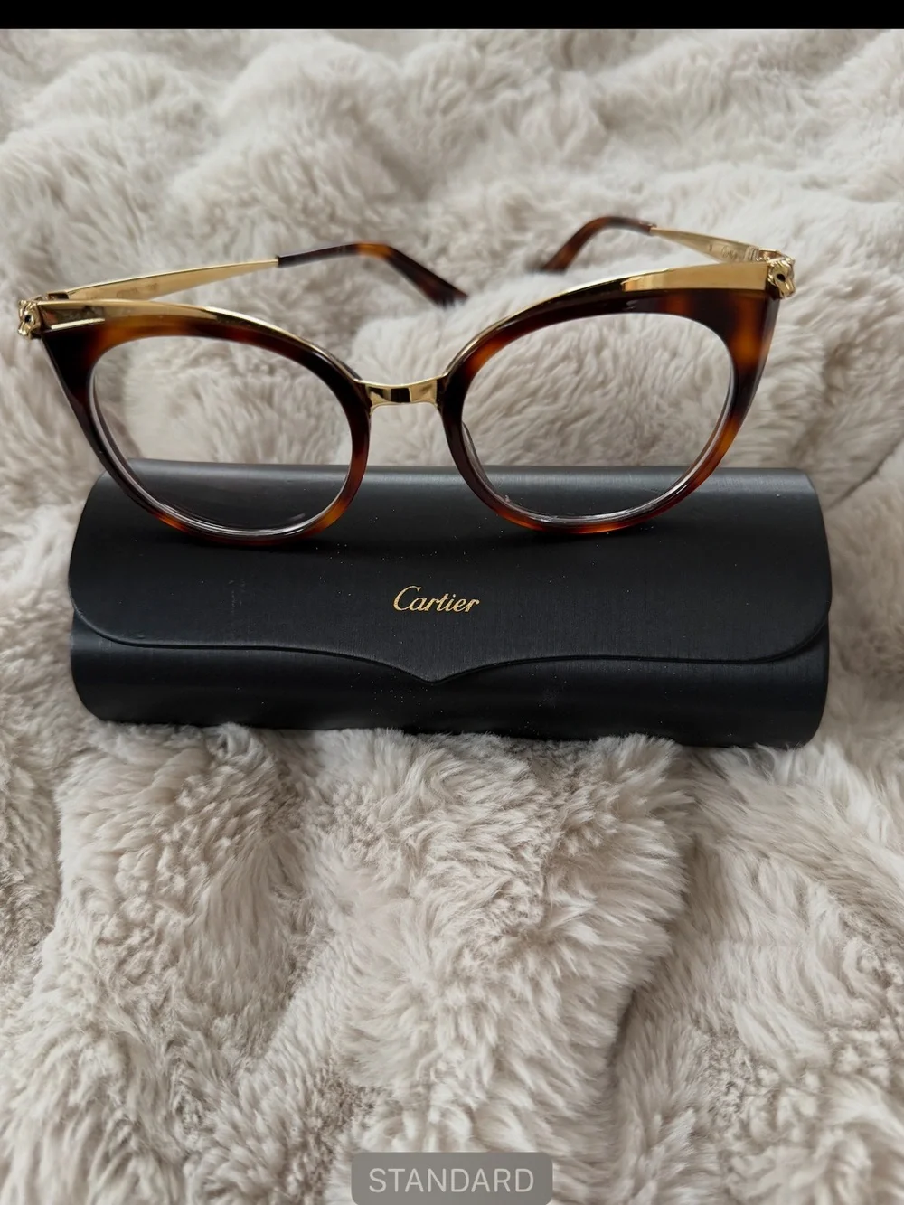 Cartier Tortoiseshell and Gold Cat-Eye Glasses